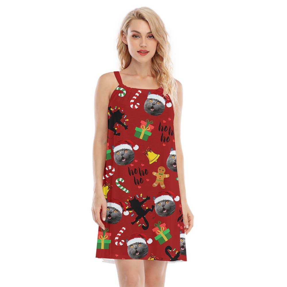 Custom Christmas Cami Dress With Multiple Pet Faces - variant image 1