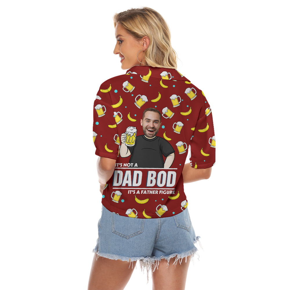 Custom Face Red Hawaiian Women's Cropped Shirt with Beer Motif - variant image 1