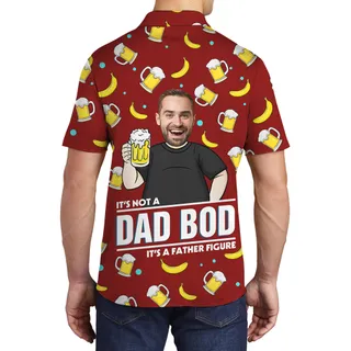 Custom Face Red Hawaiian Men Polo Shirt with Beer Motif
