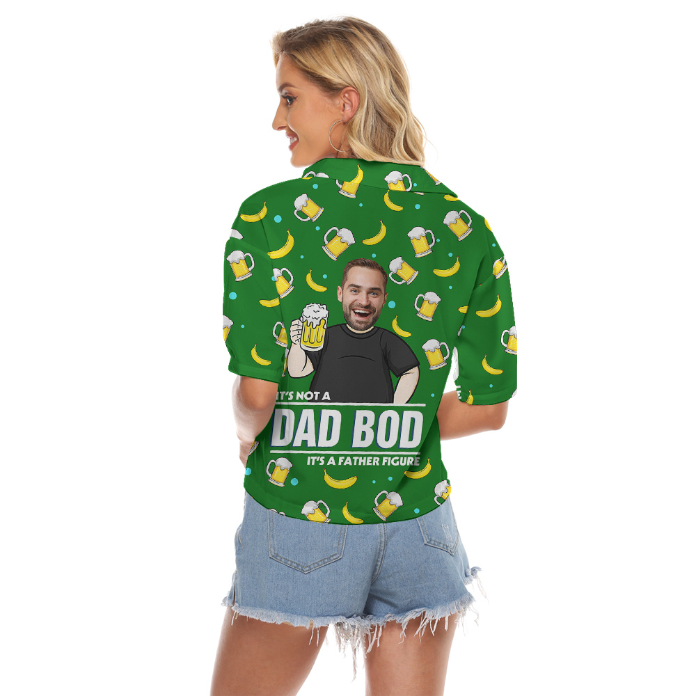 Custom Face Green Hawaiian Women Cropped Shirt with Beer Pattern - variant image 1