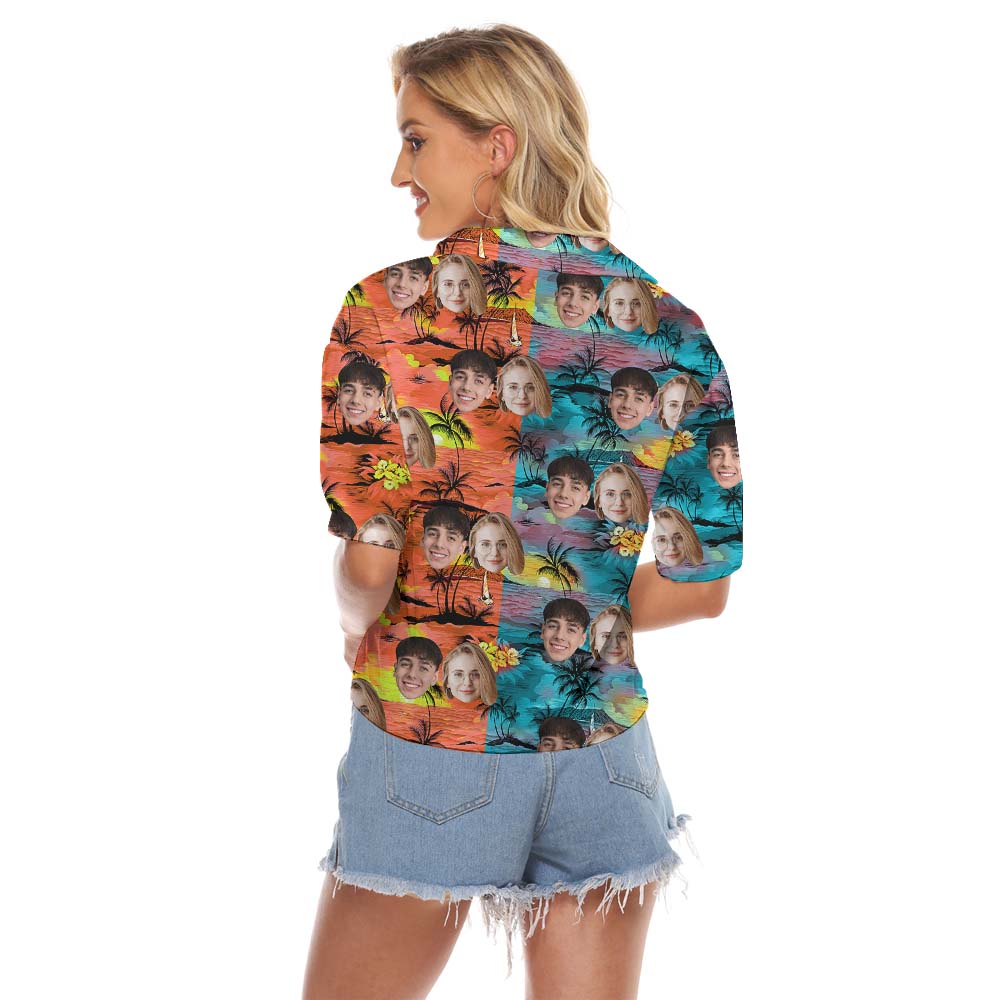 Custom Face Multiple Color Women Button Up Shirt