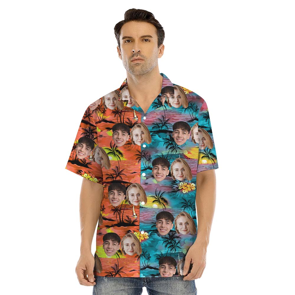 Custom Multiple Face Matching Hawaiian Shirt