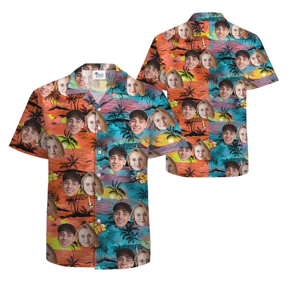 Multi Color Custom Beach Hawaiian Shirt With Face