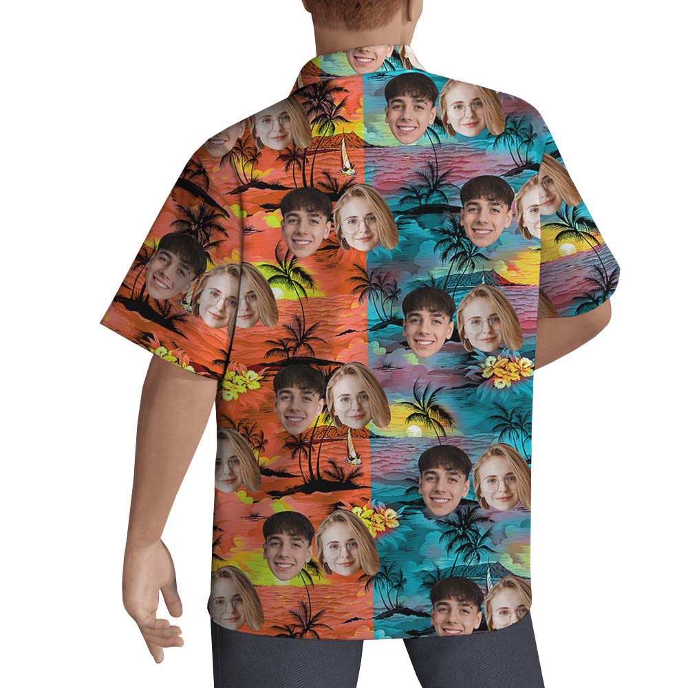 Multi Color Custom Beach Hawaiian Shirt With Face