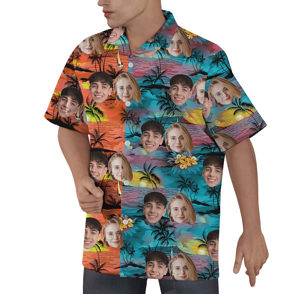 Multi Color Custom Beach Hawaiian Shirt With Face