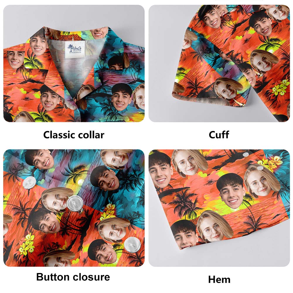 Multi Color Custom Beach Hawaiian Shirt With Face