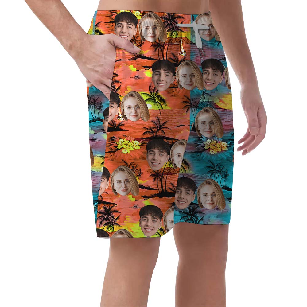 Multiple Color And Face Men's Beach Shorts