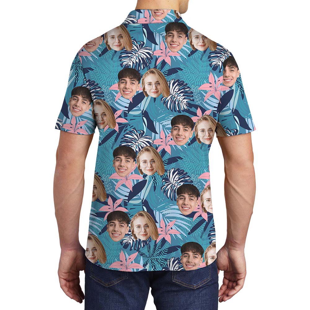 Custom 2 Faces Blue Men's Polo Shirt