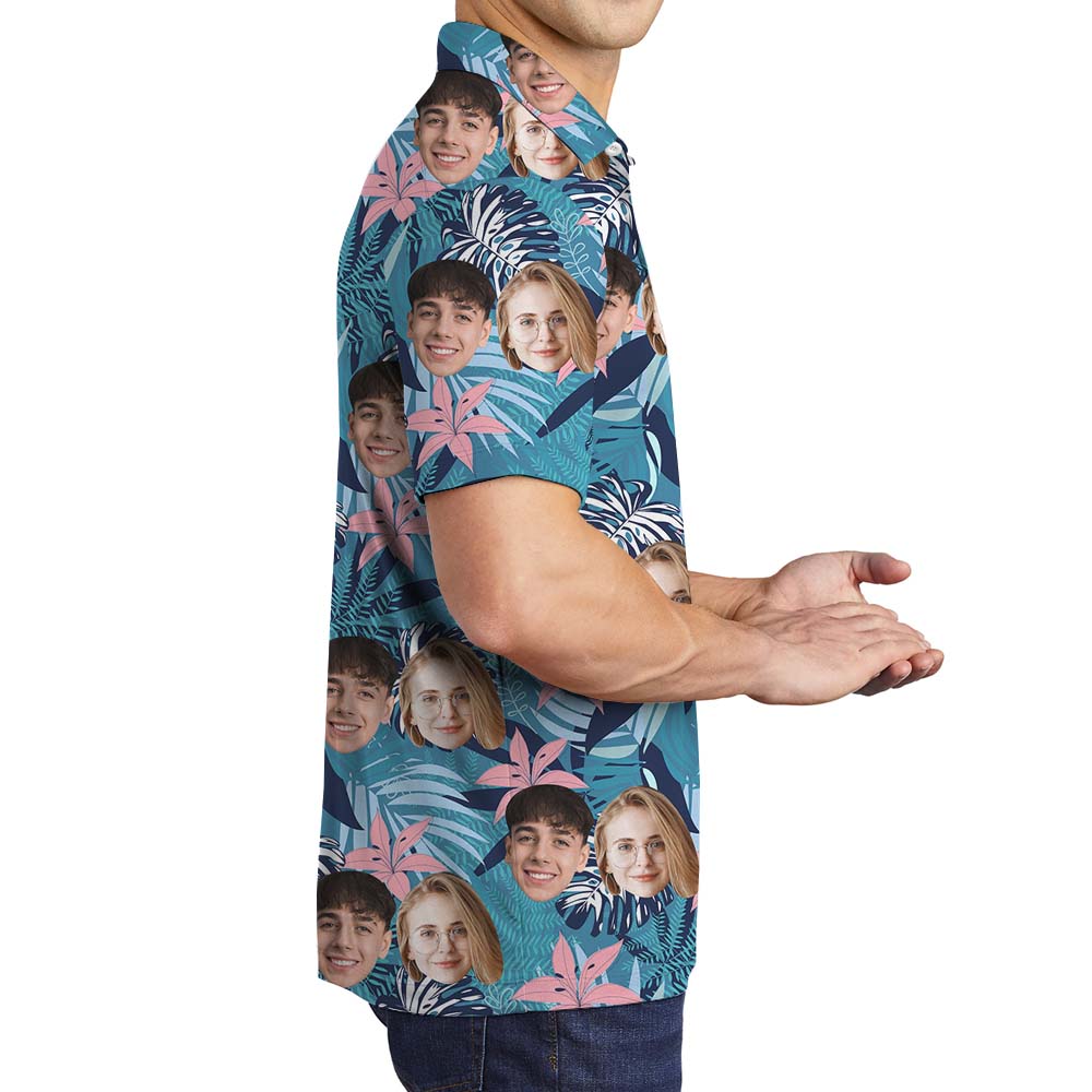 Custom 2 Faces Blue Men's Polo Shirt