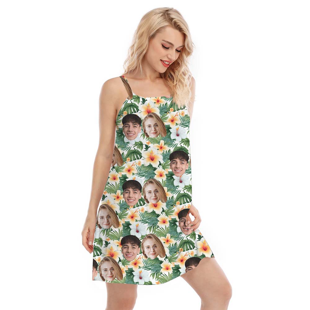 Floral Cami Women's Dress With Faces