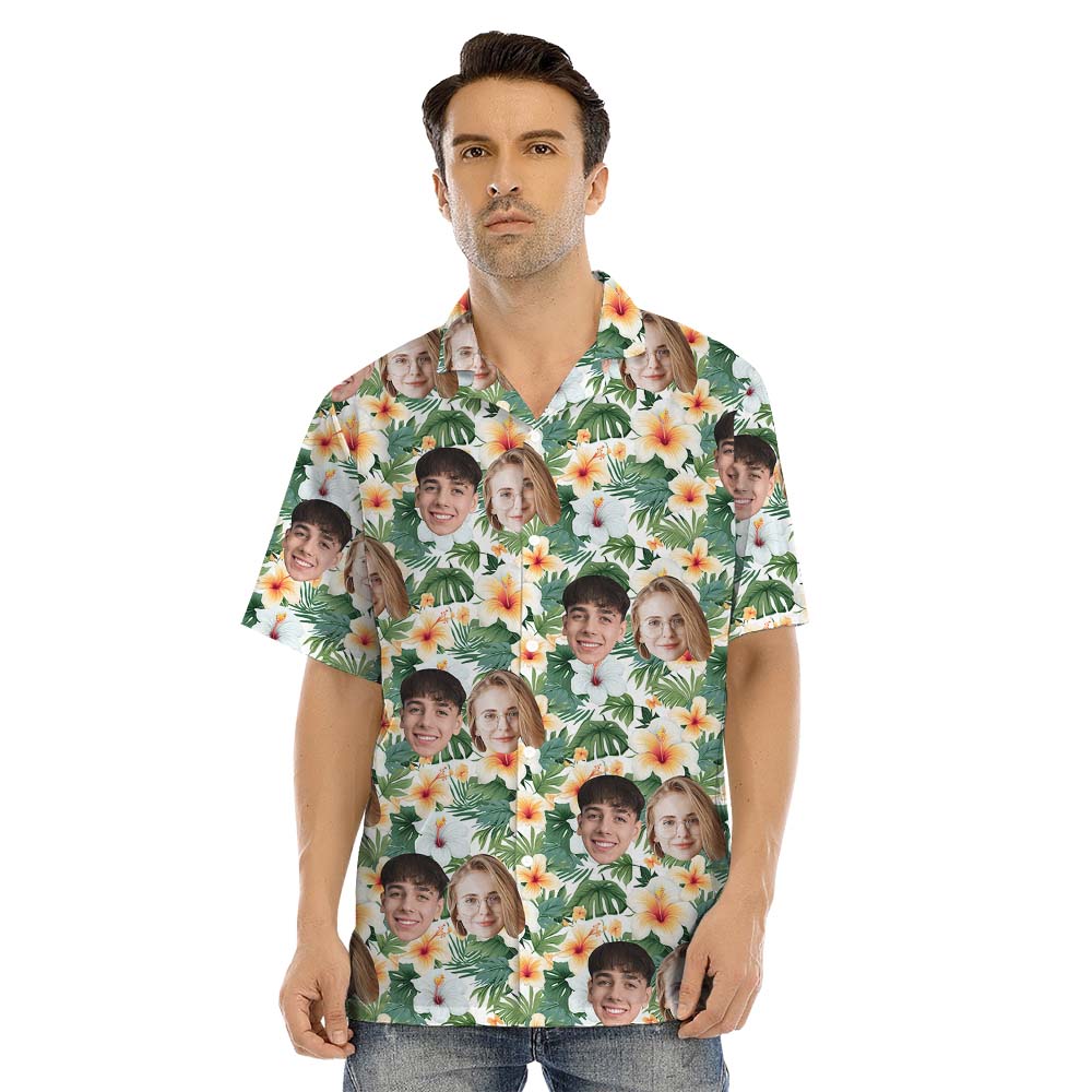 Floral Tropical Matching Family Hawaiian Shirt With Face