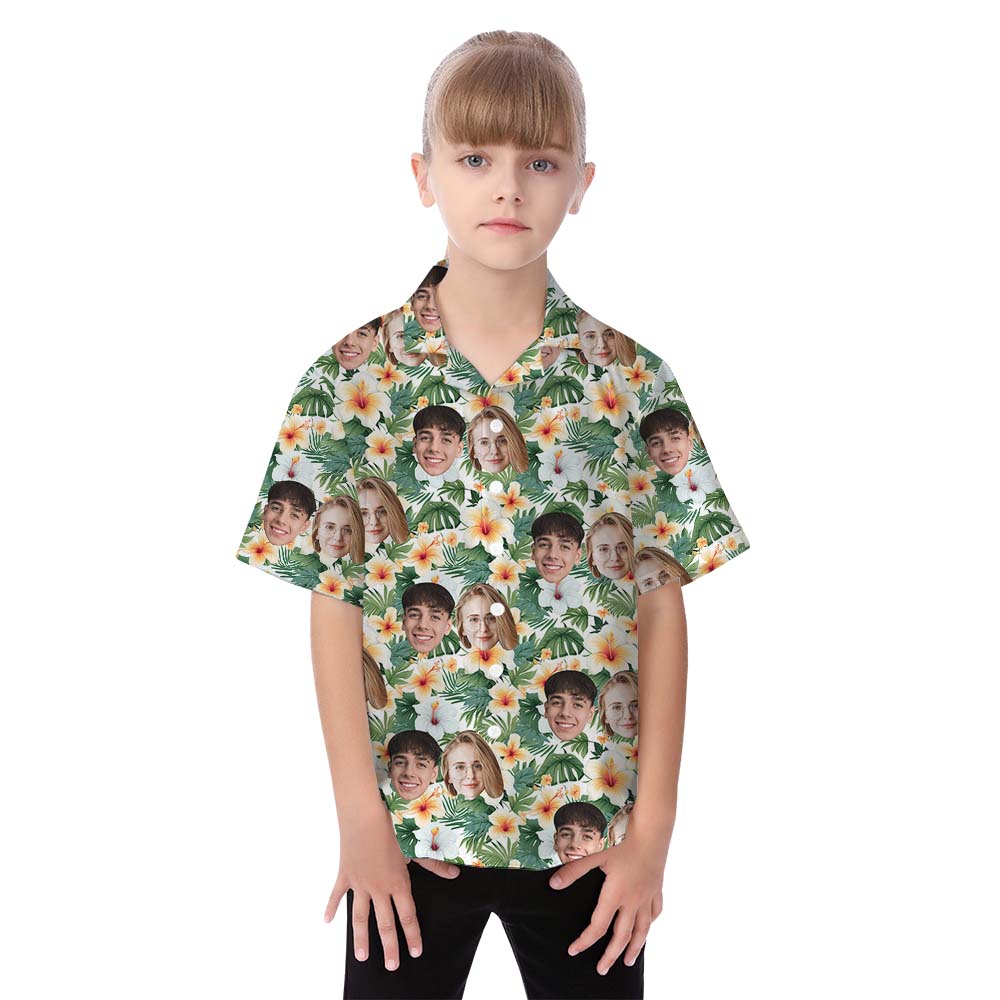 Floral Tropical Matching Family Hawaiian Shirt With Face