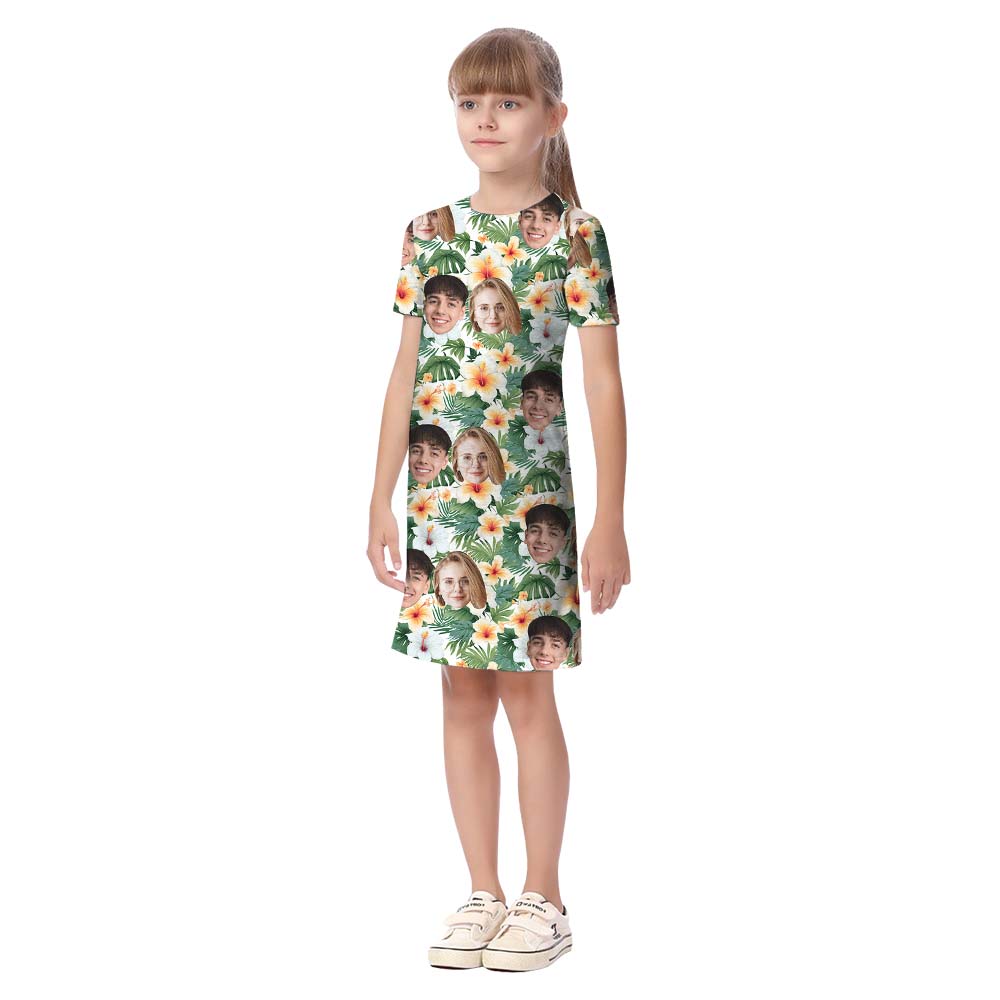 Floral Tropical Matching Family Hawaiian Shirt With Face