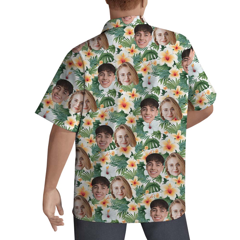 Custom Floral Aloha Button Up Shirt With Face