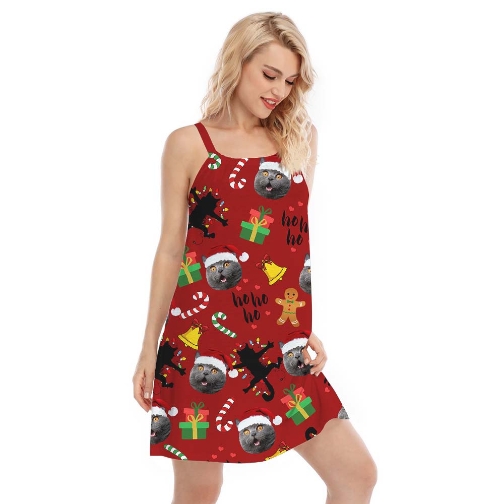 Custom Christmas Cami Dress With Multiple Pet Faces