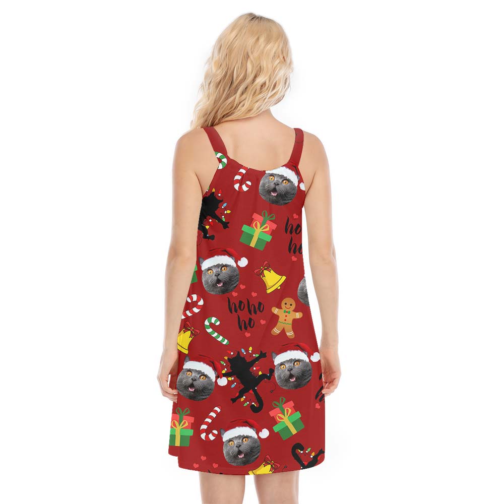 Custom Christmas Cami Dress With Multiple Pet Faces