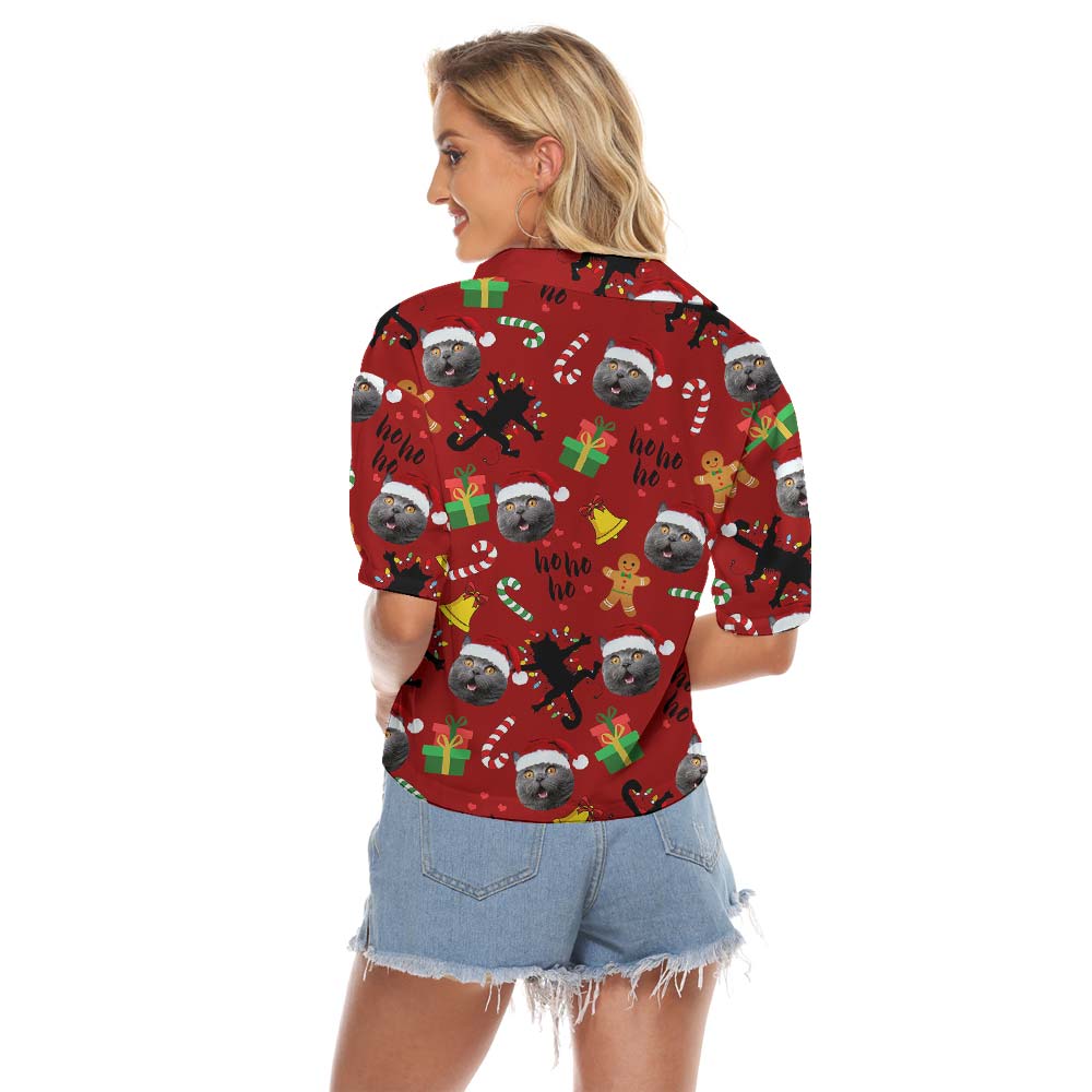 Custom Pet Faces Christmas Women's Cropped Shirt