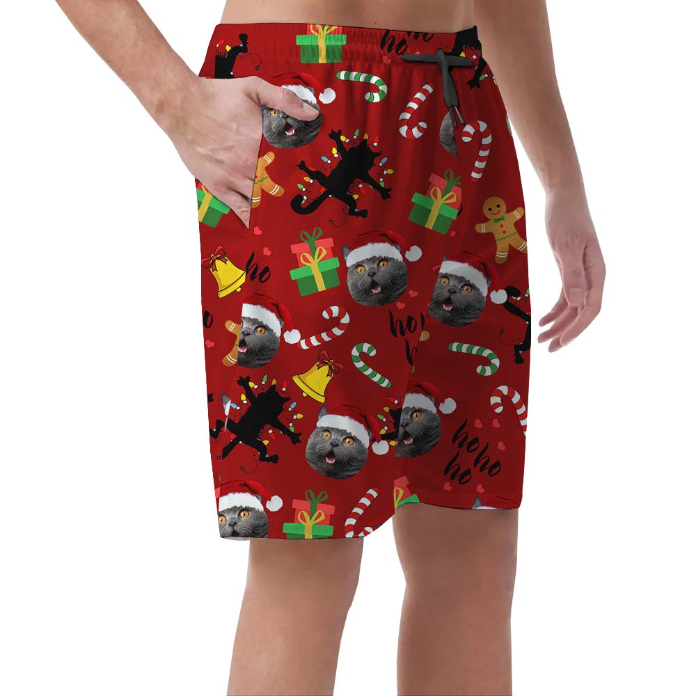 Cute Custom Pet Faces On Christmas Men's Shorts