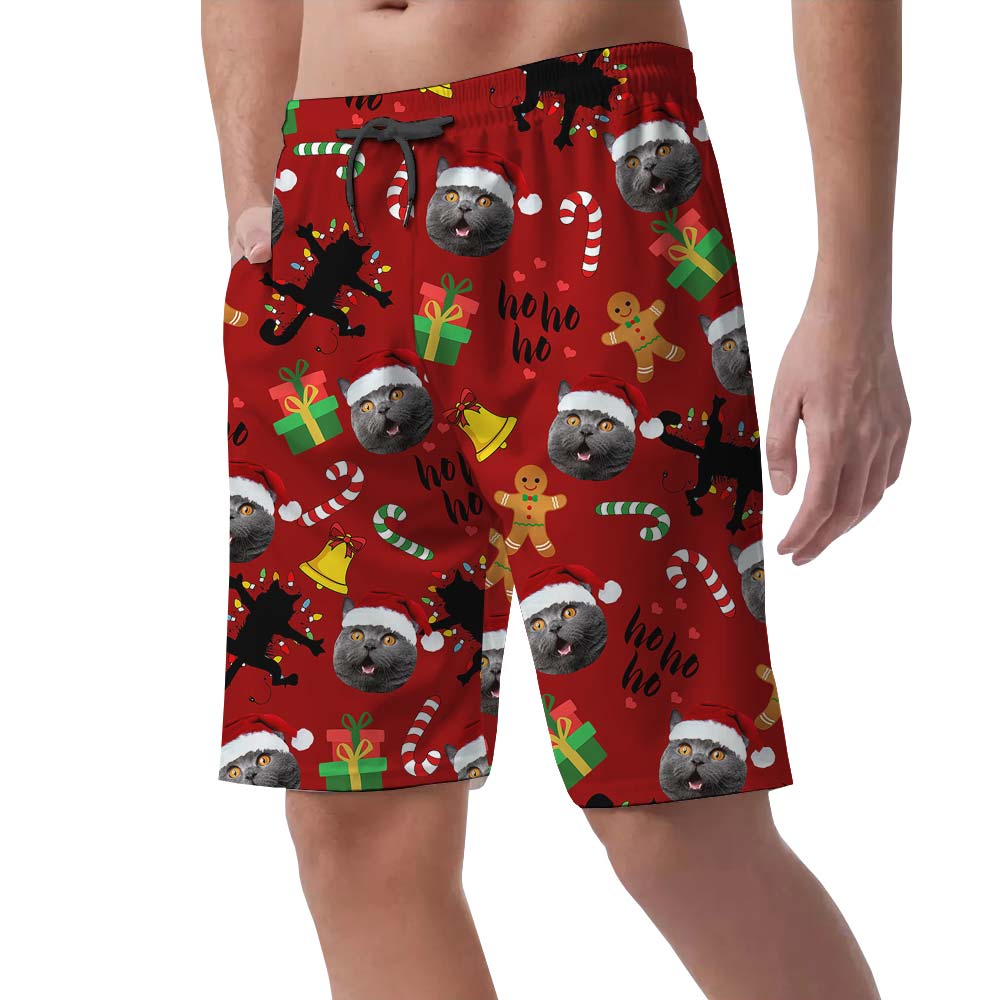 Cute Custom Pet Faces On Christmas Men's Shorts