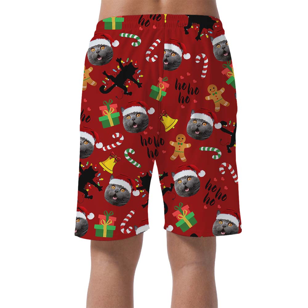 Cute Custom Pet Faces On Christmas Men's Shorts