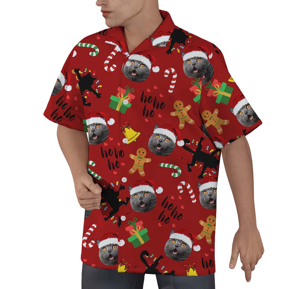 Custom Christmas Pet Face Hawaiian Shirt Men