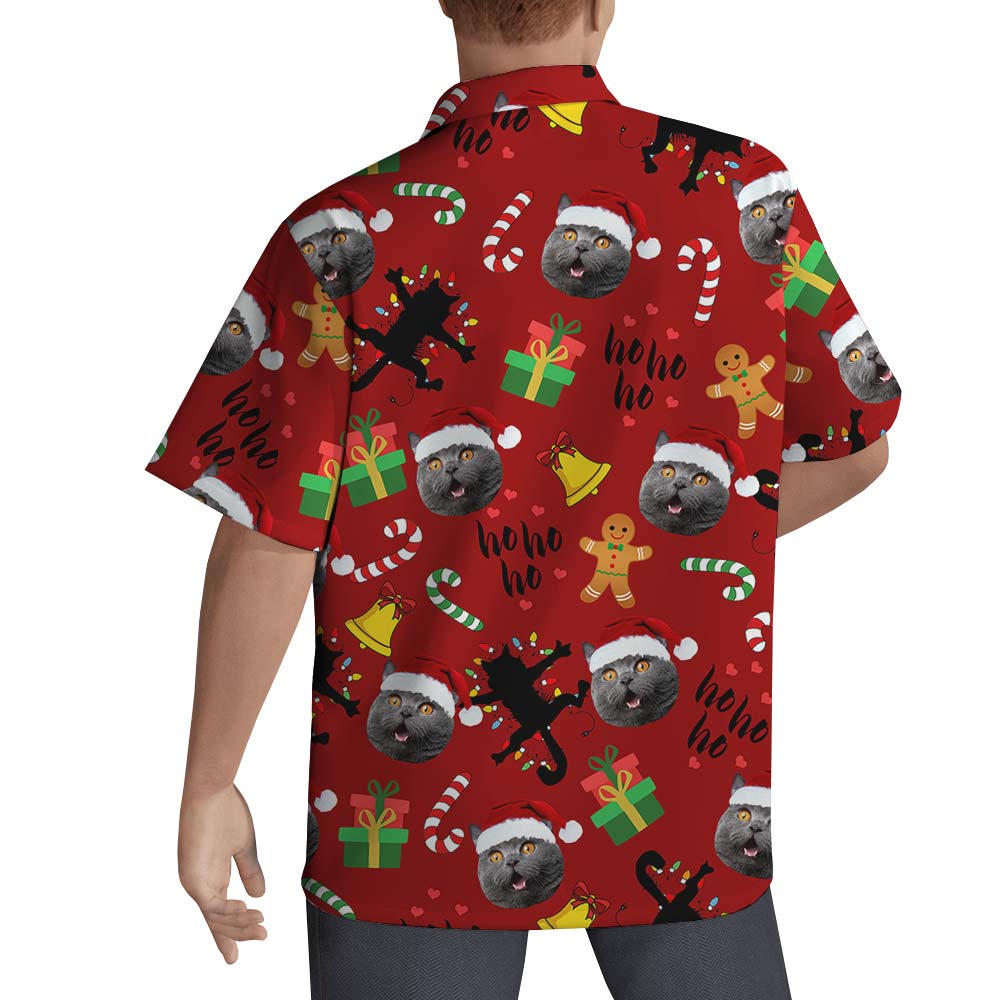 Custom Christmas Pet Face Hawaiian Shirt Men