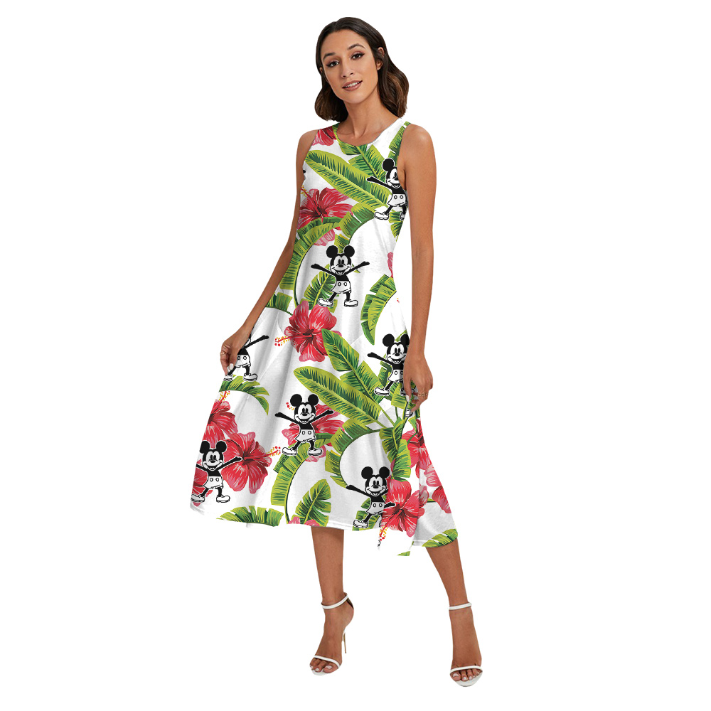 Cute Mickey Steamboat Willie Movie Tropical Hibiscus Matching Family Hawaiian Outfits