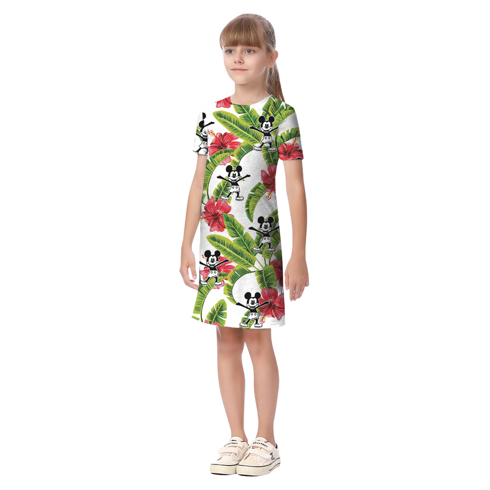 Cute Mickey Steamboat Willie Movie Tropical Hibiscus Matching Family Hawaiian Outfits