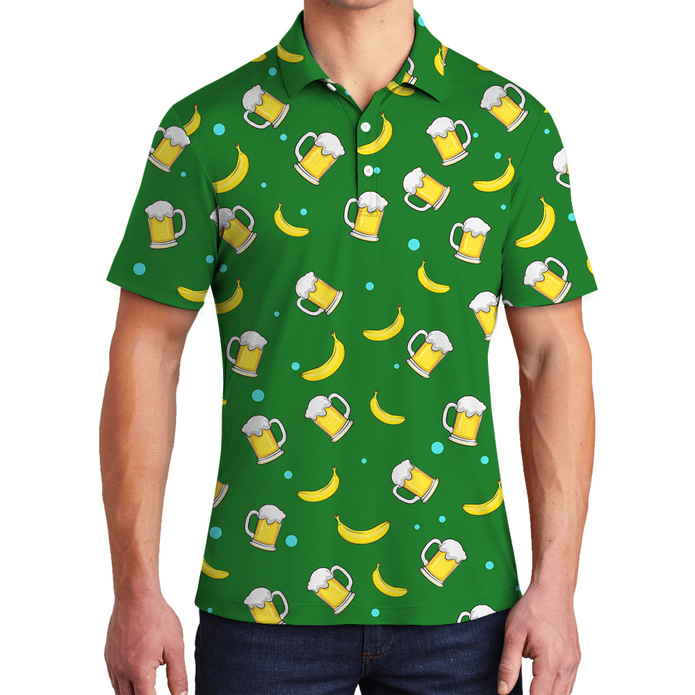 Best Father Day Gifts Custom Face Green Hawaiian Men Polo Shirt