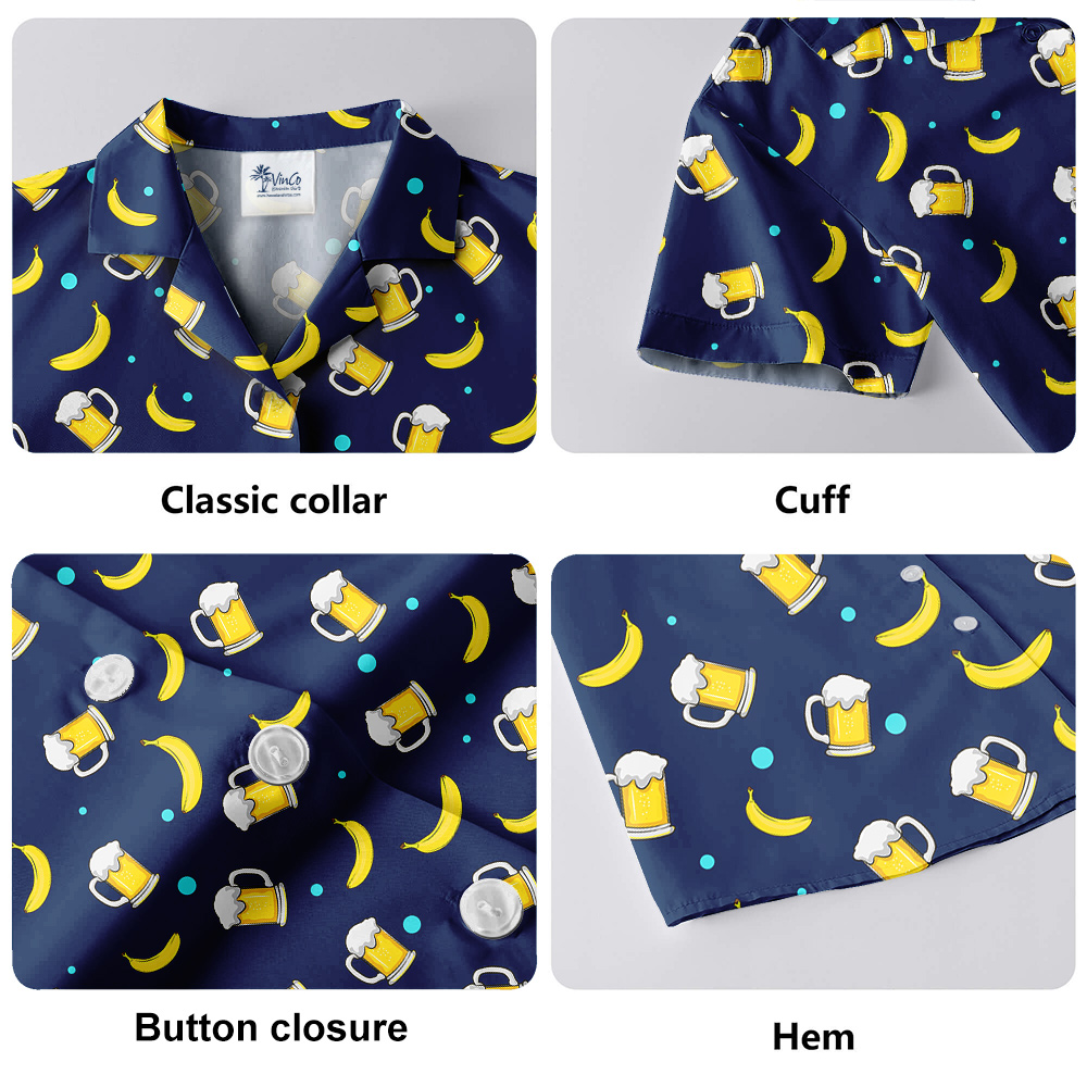 Father Figure Custom Face Navy Hawaiian Shirt with Beer Motif
