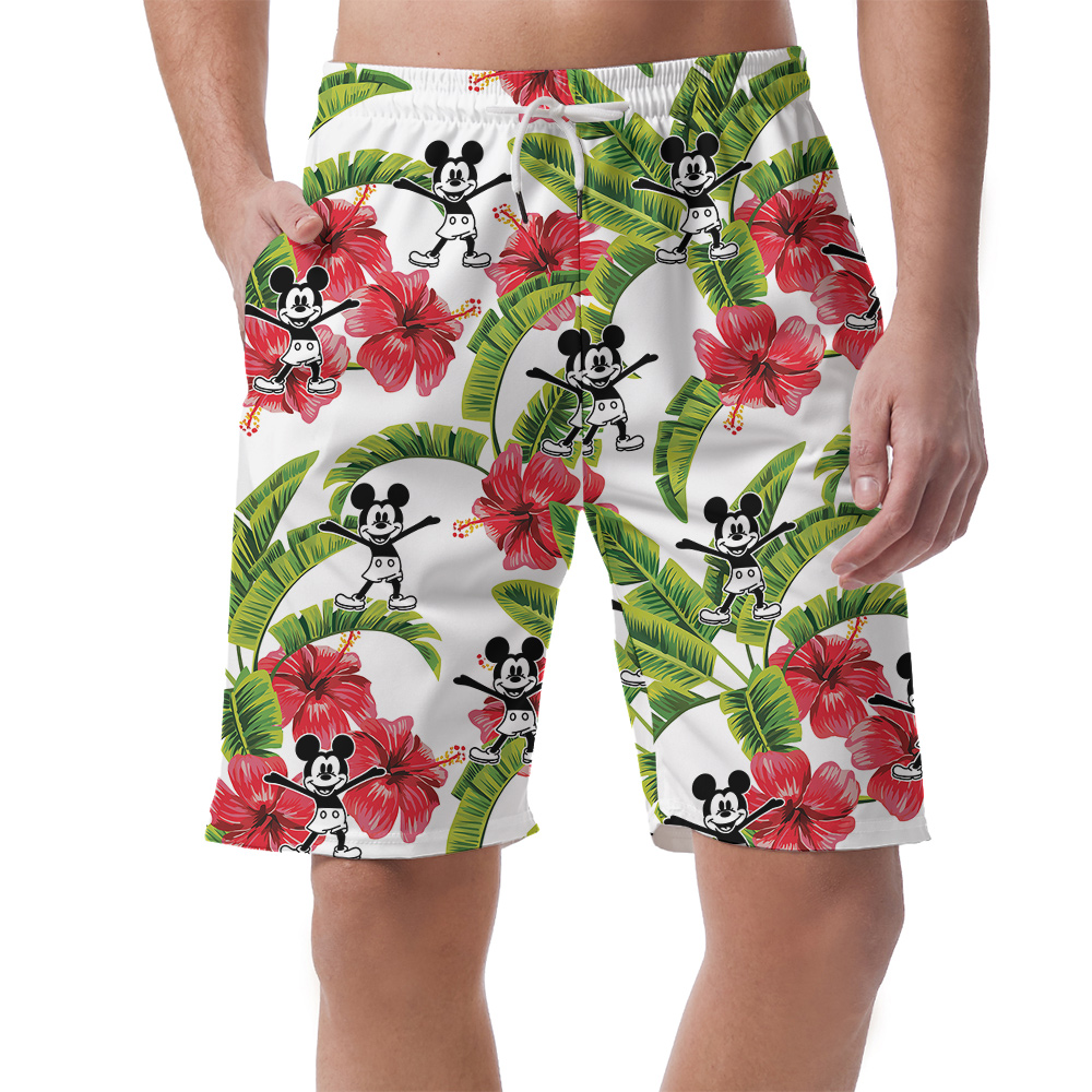 Cute Mickey Mouse Steamboat Willie Movie Tropical Men's Hawaiian Beach Shorts - variant image 1