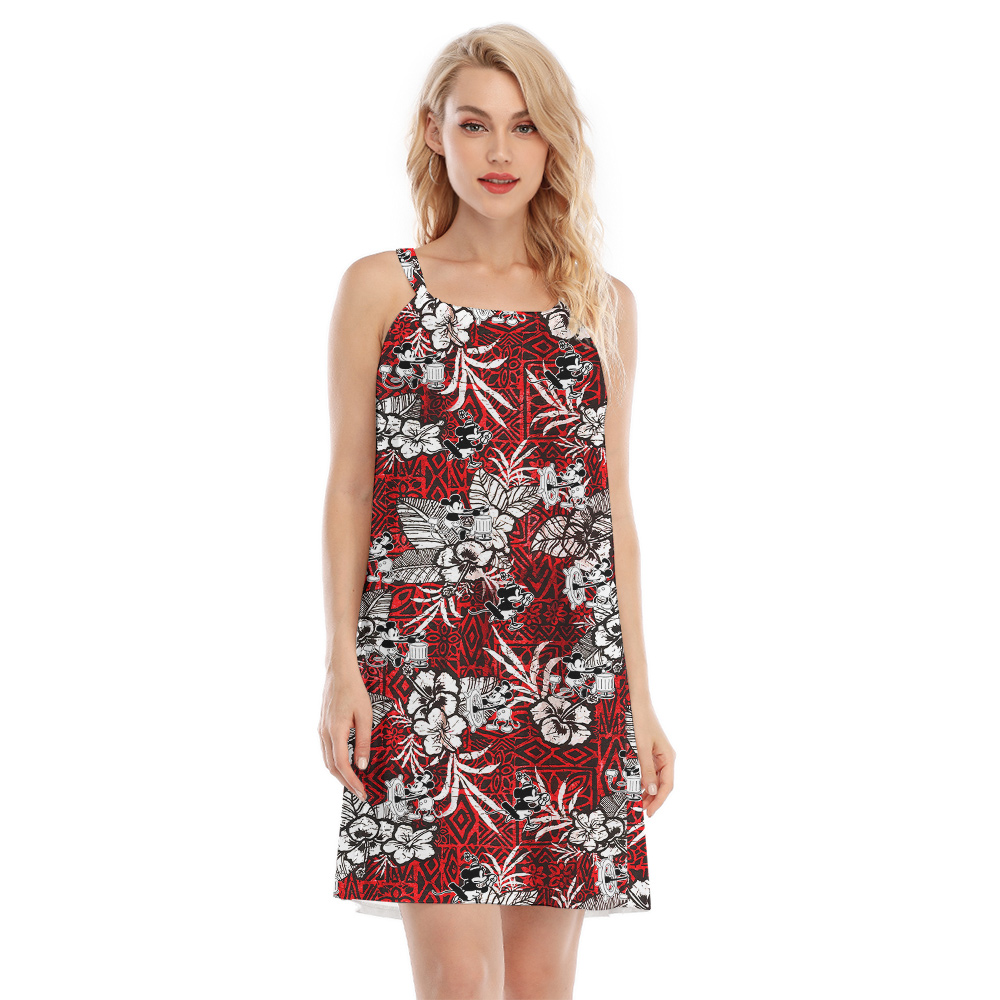 Cute Mickey Steamboat Willie Movie Hibiscus Vintage Aloha Cami Dress - variant image 1