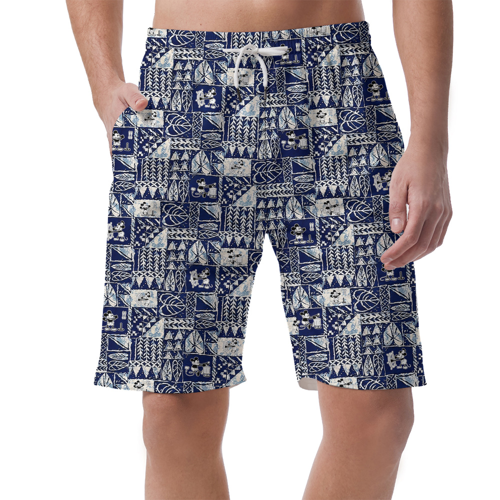 Cute Steamboat Willie Mickey Vintage Navy Aloha Beach Shorts For Men - variant image 1