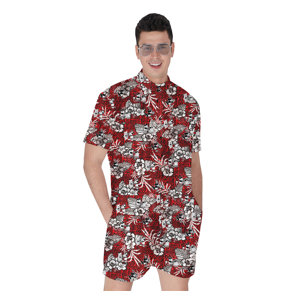 Cute Mickey Mouse Steamboat Willie Movie Vintage Hibiscus Men's Romper - variant image 1