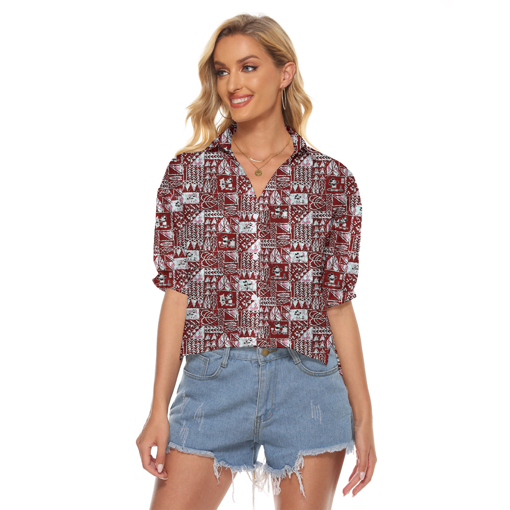 Steamboat Willie Mickey Vintage Tapa Aloha Women's Cropped Shirt - variant image 1