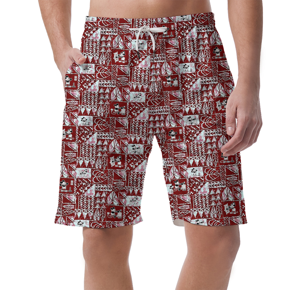 Funny Mickey Steamboat Willie Movie Vintage Tapa Men's Hawaiian Beach Shorts - variant image 1