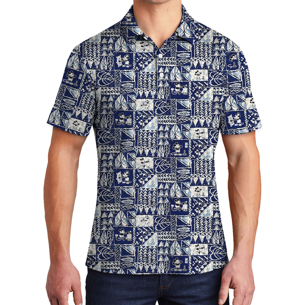 Steamboat Willie Mickey Vintage Tapa Men's Hawaiian Polo Shirt - variant image 1