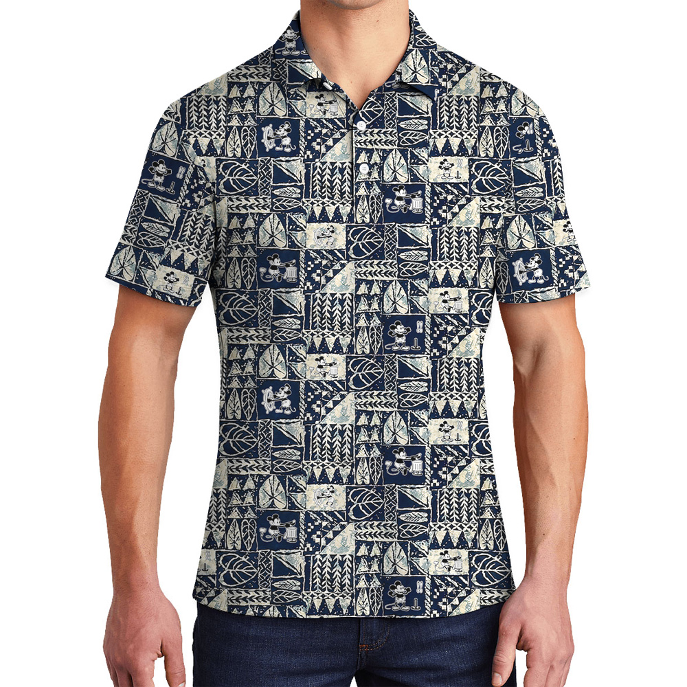 Cute Mickey Steamboat Willie Vintage Tapa Men's Hawaiian Polo Shirt - variant image 1