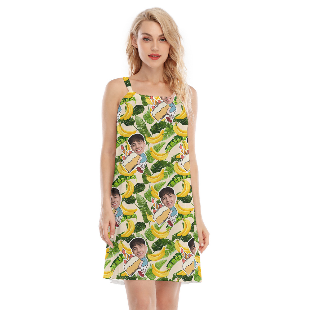 Custom Face Hawaiian Cami Dress for Birthday with Banana Pattern - variant image 1