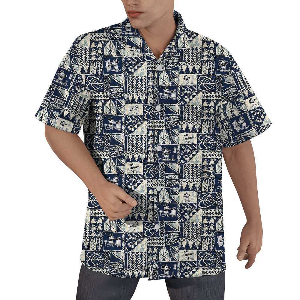 Vintage Tapa Mickey Steamboat Willie Aloha Button Up Shirt - variant image 1