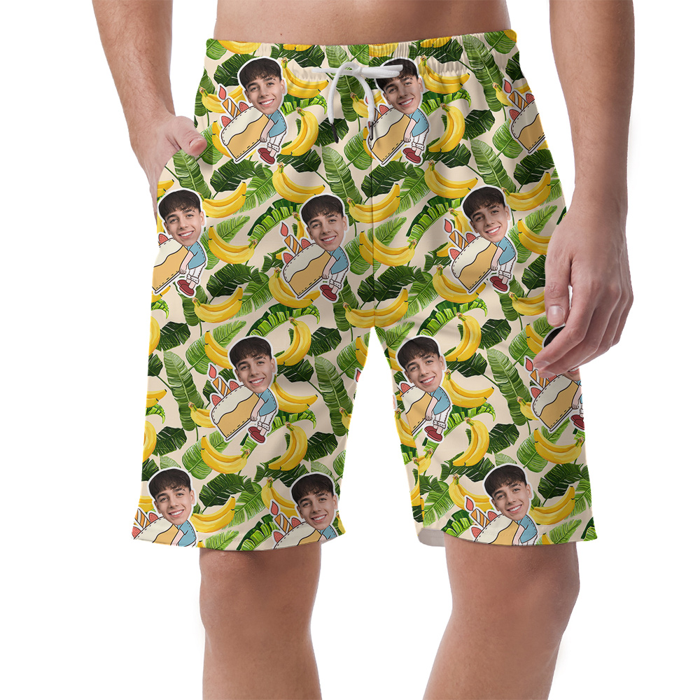 Custom Face Hawaiian Men Short for Birthday with Banana - variant image 1
