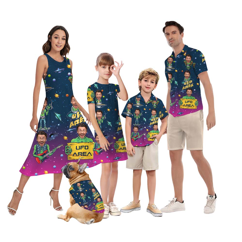 Alien UFO Matching Family Outfits With Face - variant image 1