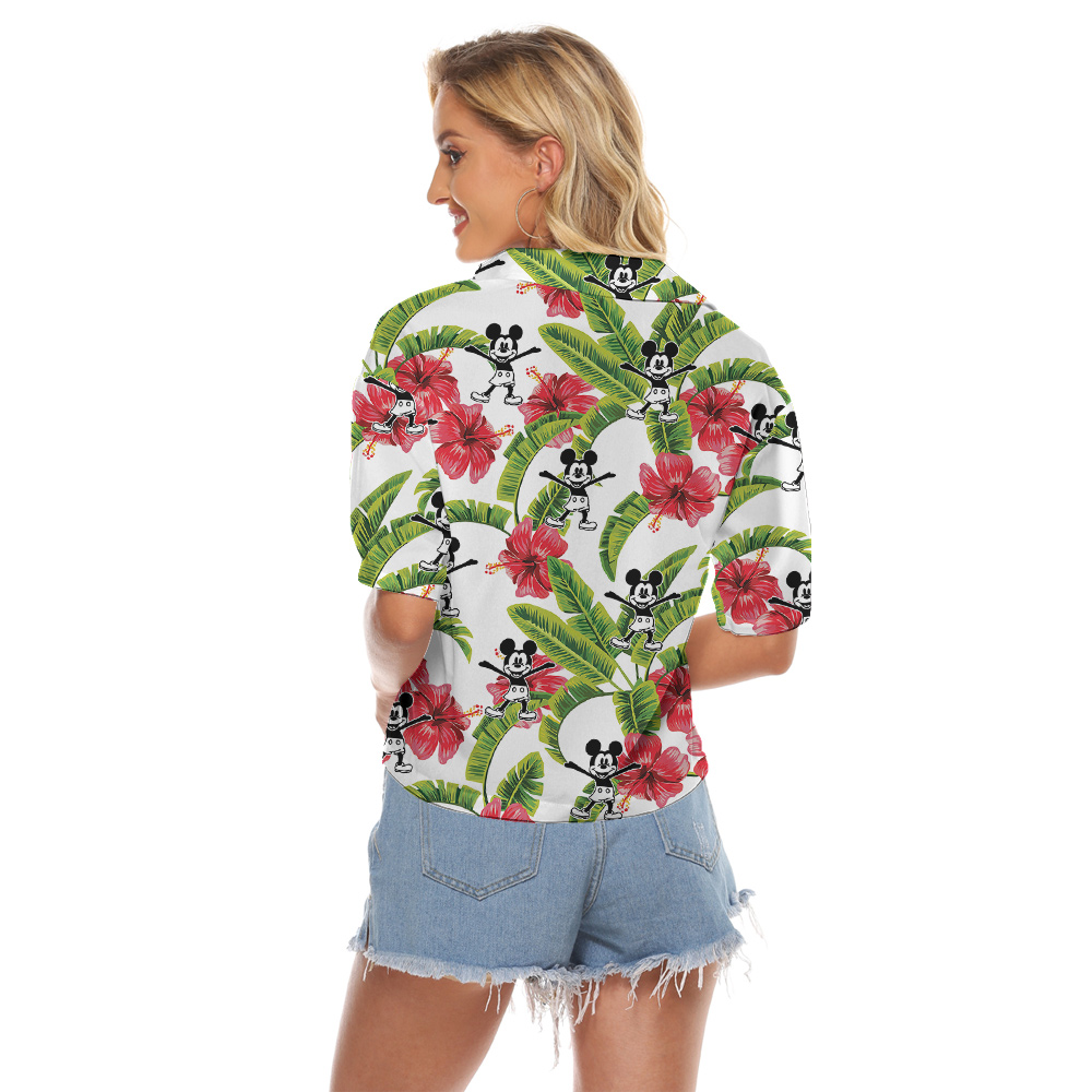 Tropical Mickey Mouse Steamboat Willie Women's Cropped Shirt
