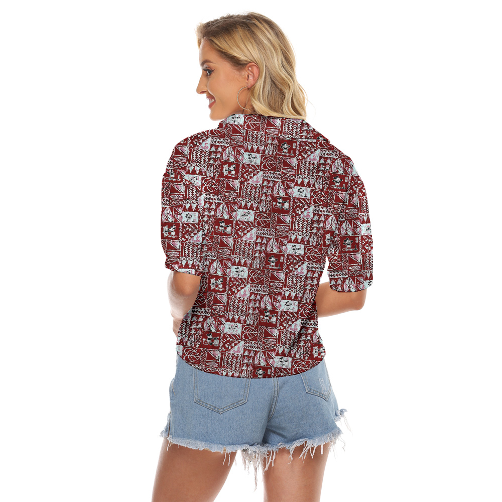 Steamboat Willie Mickey Vintage Tapa Aloha Women's Cropped Shirt