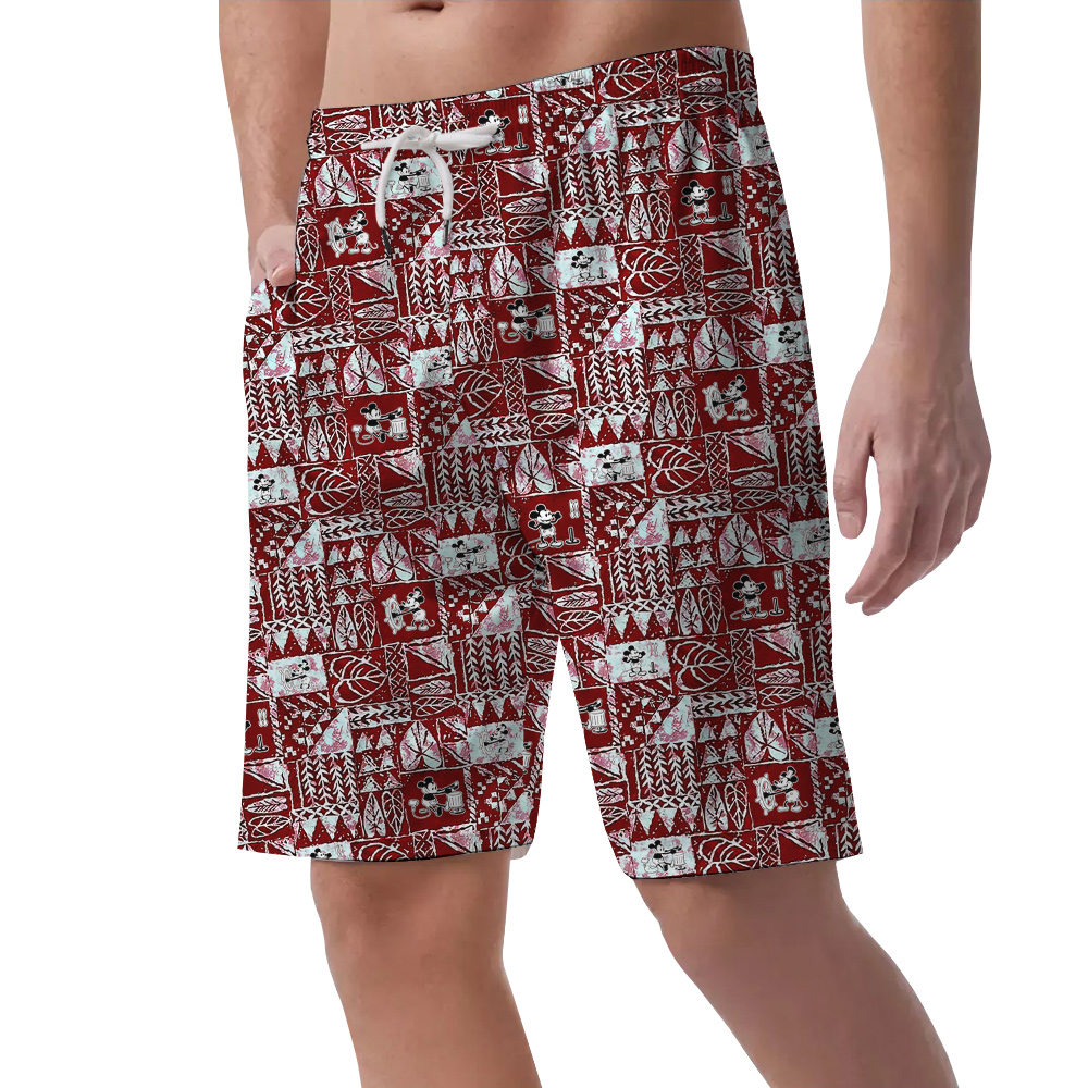 Funny Mickey Steamboat Willie Movie Vintage Tapa Men's Hawaiian Beach Shorts