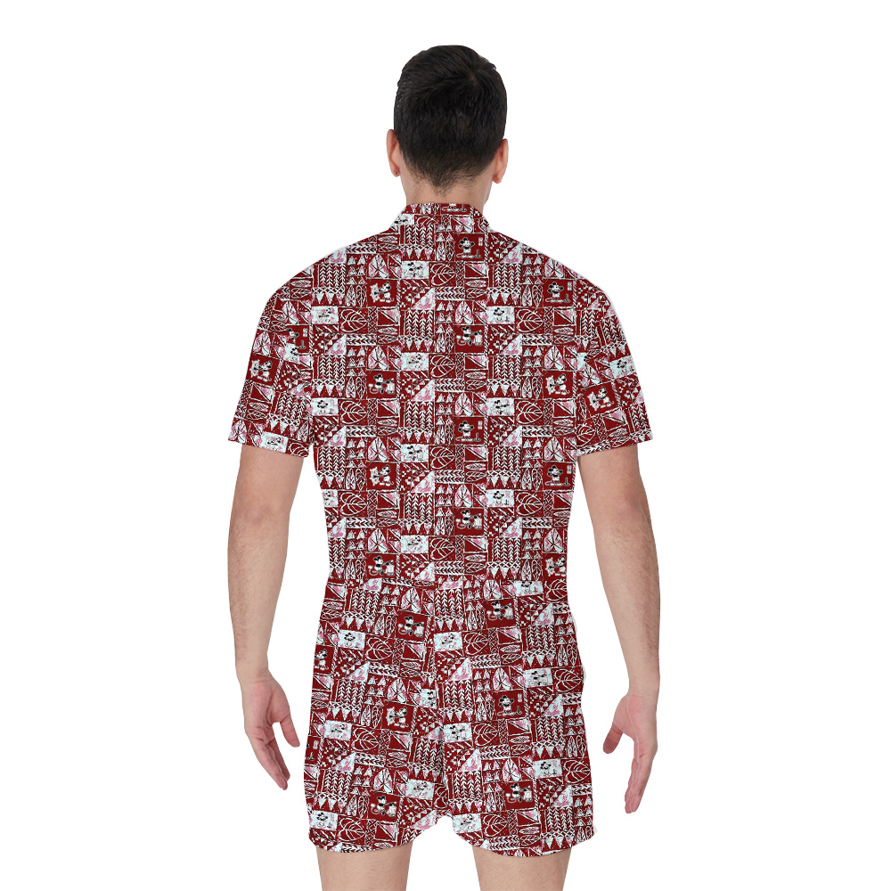 Funny Mickey Steamboat Willie Movie Tapa Vintage Men's Hawaiian Romper