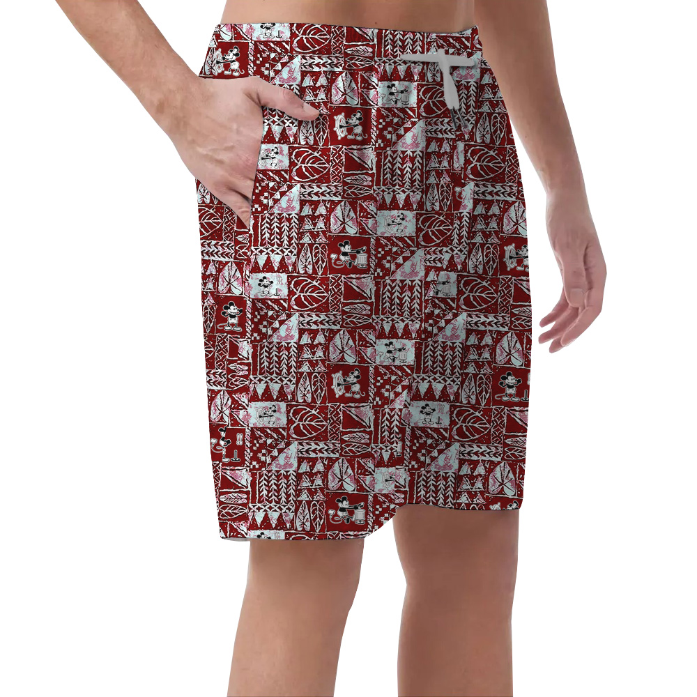 Funny Mickey Steamboat Willie Movie Vintage Tapa Men's Hawaiian Beach Shorts