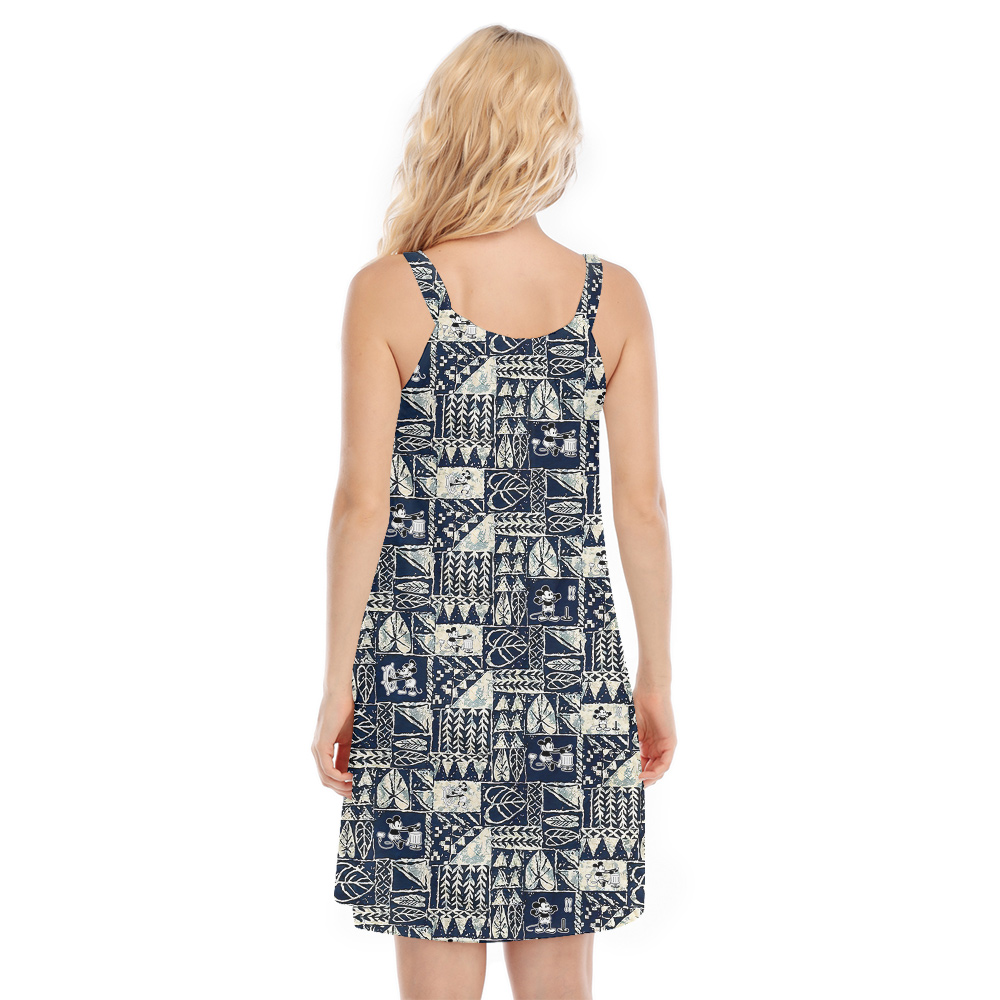 Cute Mickey Steamboat Willie Tapa Patterns Aloha Cami Dress