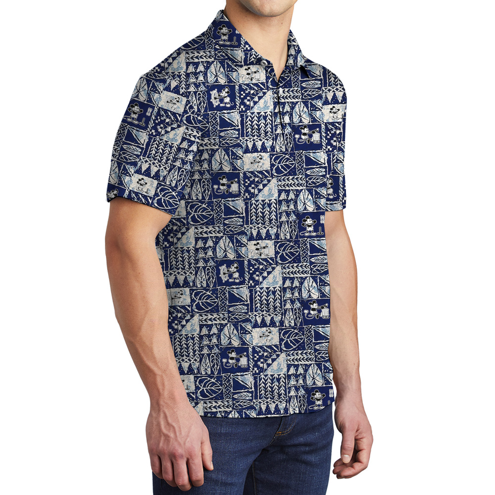Steamboat Willie Mickey Vintage Tapa Men's Hawaiian Polo Shirt