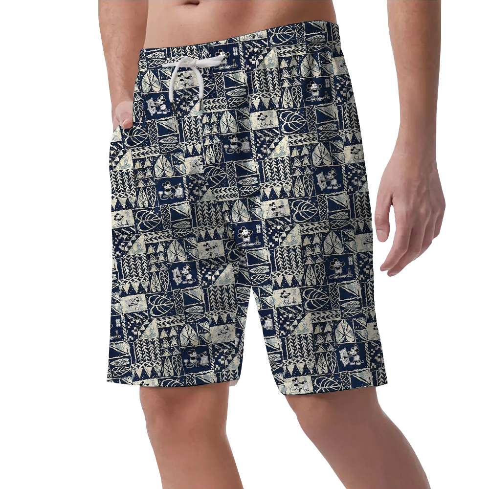 Steamboat Willie 1928 Mickey Vintage Tapa Aloha Beach Shorts For Men